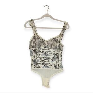 NWT Free People Cream Floral Weekend Plans Bodysuit